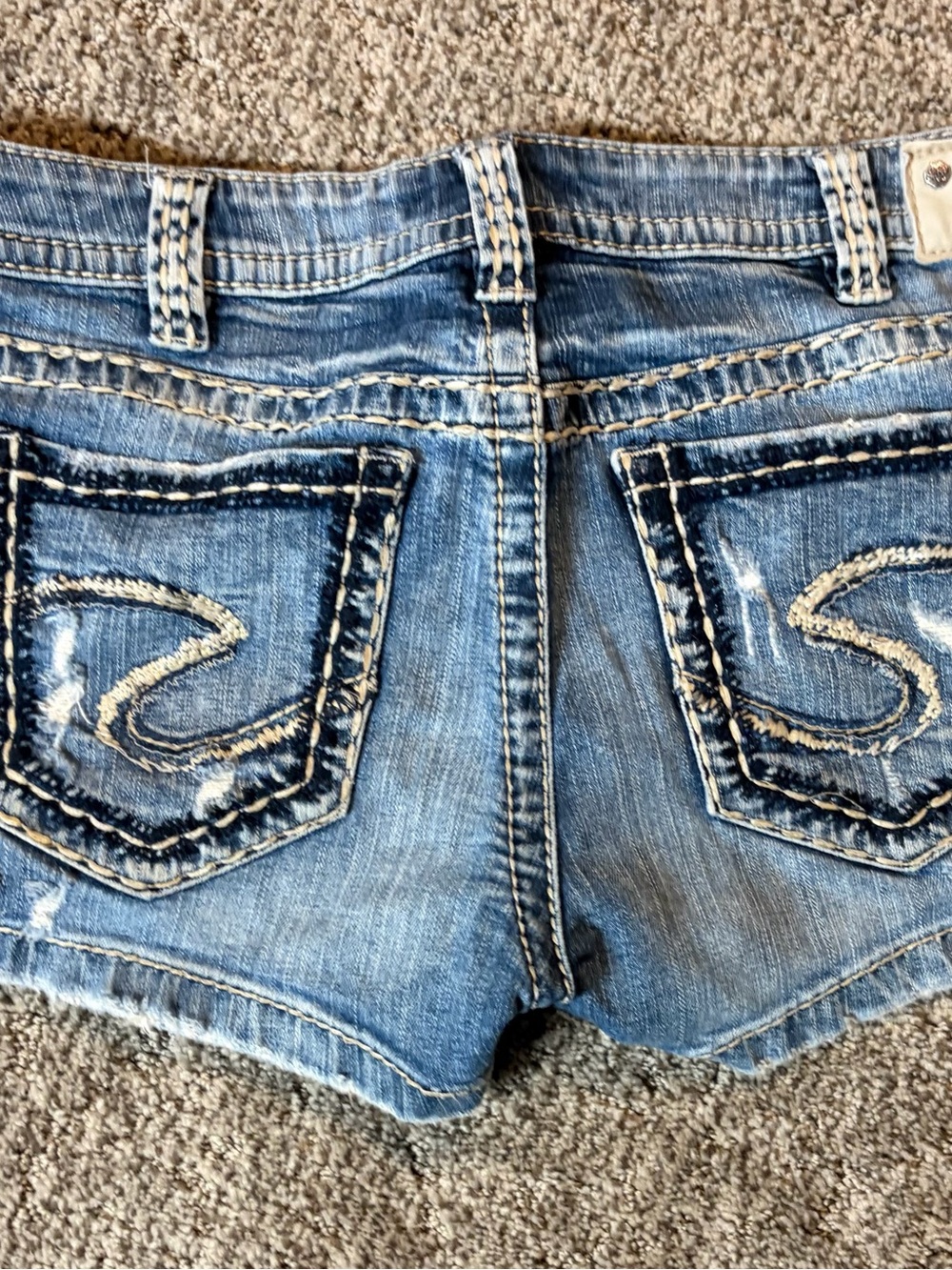 Silver Jeans Light Blue Distressed Denim Shorts